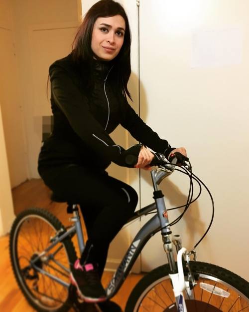 instabicycle: Via @cyrine.hilton: My new #bicycle #sport #fitness #black #lady #girls #smile #beauty