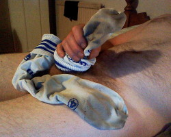 jayjaycgn:  Hot submission by Chrisc  Can&rsquo;t beat a good hard sock wank !!!