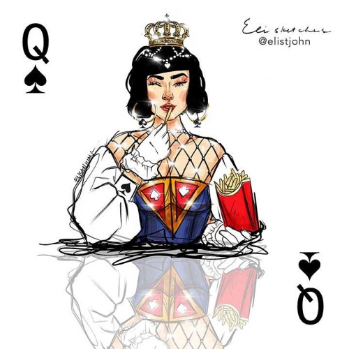 #SnackingQueens ♥️♣️♦️♠️ #QueenOfSpades ♠️ #FashionIllustration #El