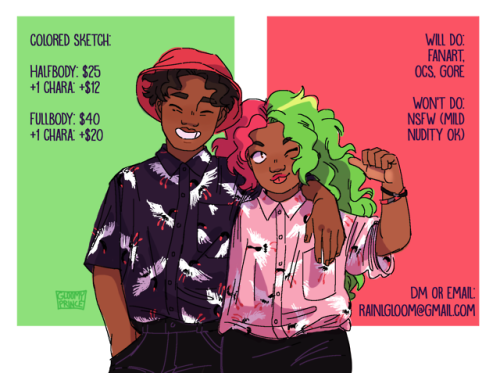 gloomy-prince: Ya boy got bills to pay so come get art while its hot!! Payment is expected up f