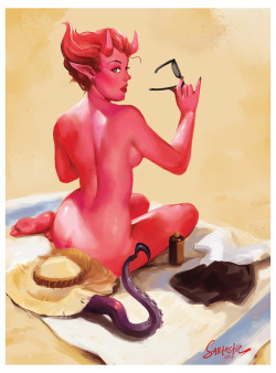 sabtastique:Callie Maggotbone from Ugly Americans in the style of a Gil Elvgren pinup painting.Drawn during ShadbaseMURDERTV&rsquo;s livestream tonight.Thanks for tuning in if you got the chance to!Original pinup reference here: [x] 