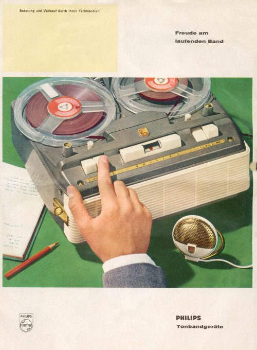 design-is-fine:Philips, tape recorder programme, german sales folder, 1960. Source