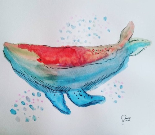 Watercolor-ing.Try lang. Haha . . . . . . . #watercolor #canson #thecraftcentral #whale