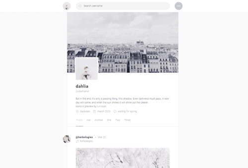 seyche:theme eight: dahlia — twitter-inspired theme, as requested by an anon, with an optional popup