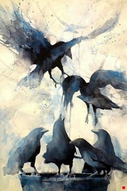 liliroggero-art: “Grace and Gravity” Sarah Yeoman Crows #birds #watercolor