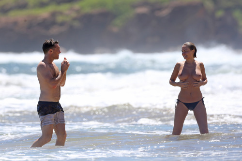 toplessbeachcelebs:  Lara Bingle (Model) topless and sunbathing nude in Hawaii (August 2014) Download the Full Set (50 Photos) 