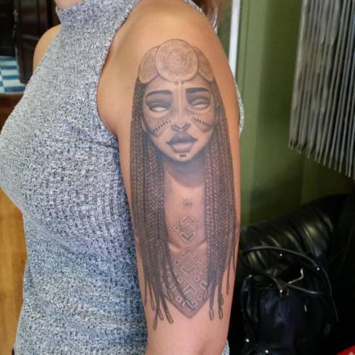 Alzone Tattoo Studio Finished off Remys African sun goddess tattoo