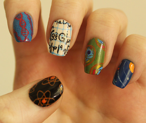 miniaturemasterpieces: In case anyone needs inspiration for Saturday!!! March For Science Nails! :)T