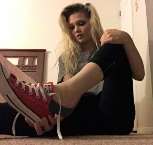 jennsummers50: Kelly strips off her new Converse sneakers and multicolored socks to show us her smal