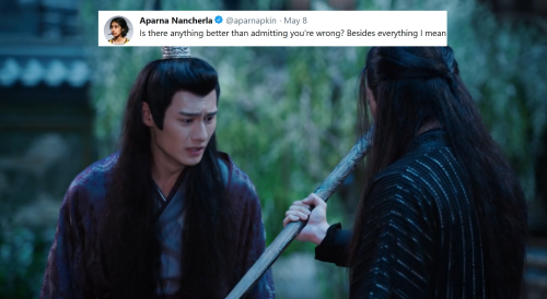 hildahuffle: howdydowdy: jiang cheng as aparna nancherla tweets Omg listen I fucking LOVE her