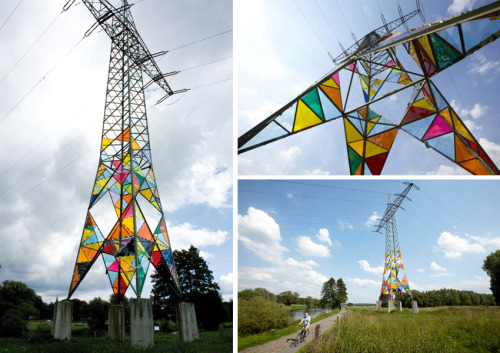 blantonmuseum:  Art Students Transform an Electrical Tower into a Stained Glass Lighthouse