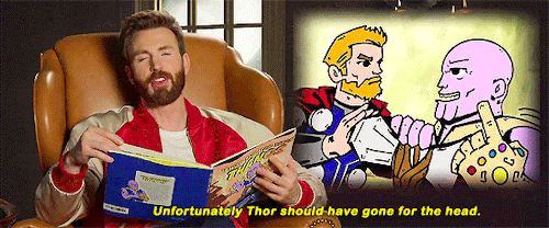 captainpoe:Avengers cast reads new Thanos children’s book.BONUS