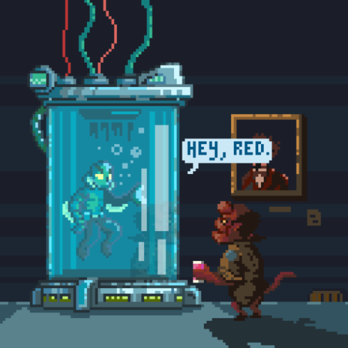 4th pixel art of pixeltober  The theme is &ldquo;Missing Link&rdquo; So have Abe and Hellboy