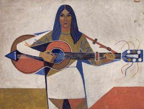 igormaglica: Cliff Rowe (1904–1989), Female Guitarist, n.d. oil on board, 92 x 121 cm