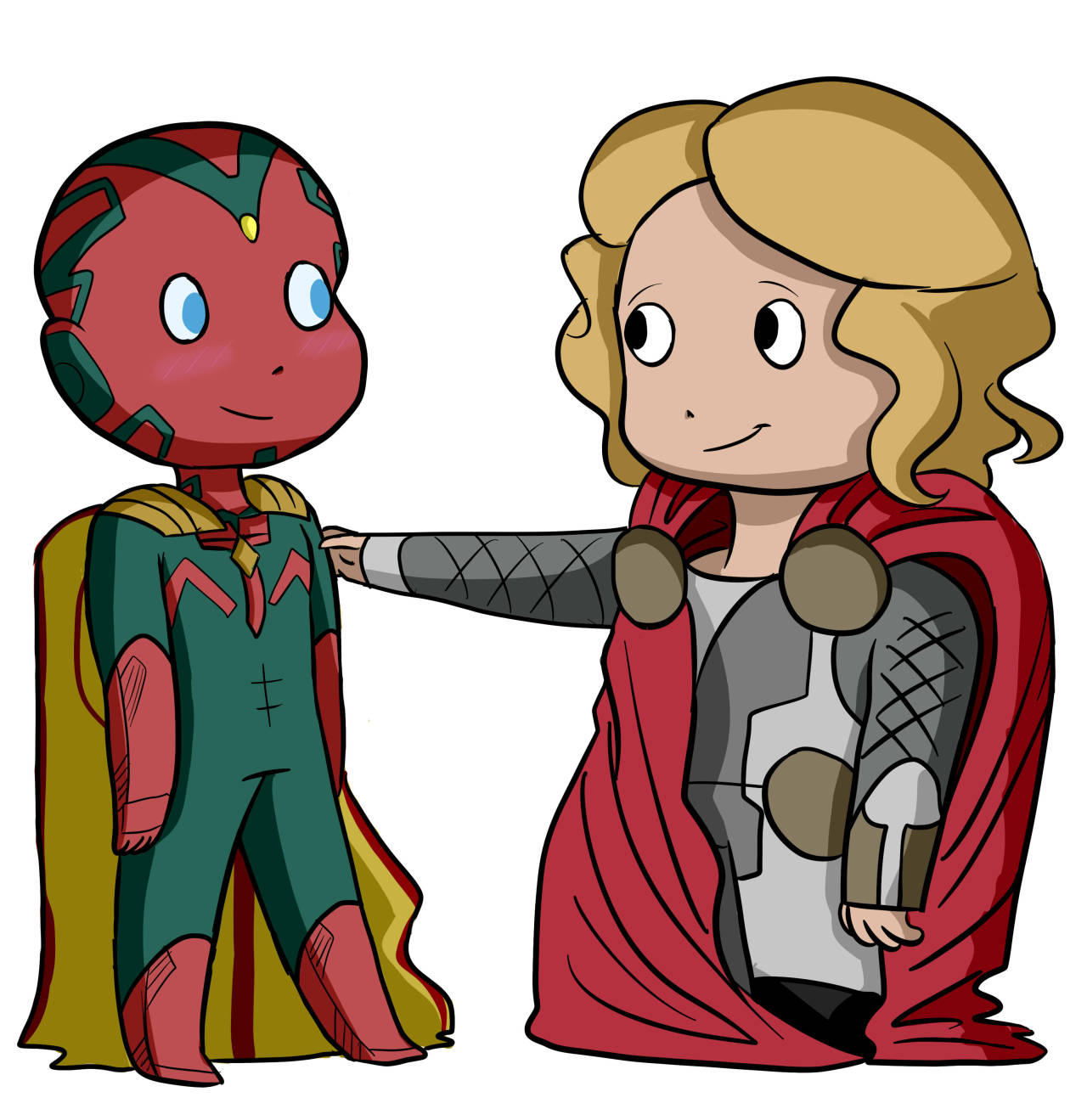 thosedarnrobots:  so basically vision is a duckling who imprinted on thor