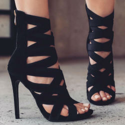 myshoebazar:  Black Multi Strap Ankle Heels