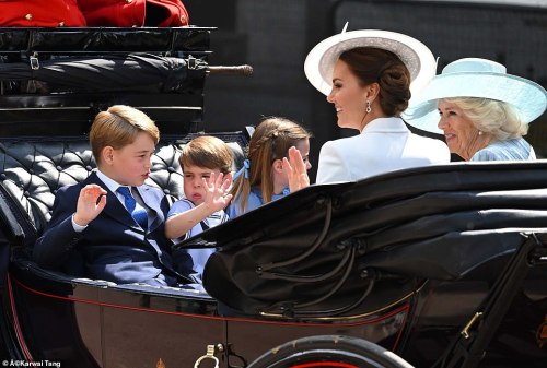 The Duchess of Cornwall, The Duchess of Cambridge, Princess Charlotte, Prince George and Prince Loui