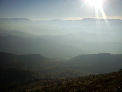 Hiking Trebević (1,627 m); views from the vrh/summit. You can see Bjelašnica, Jahorina and Sa