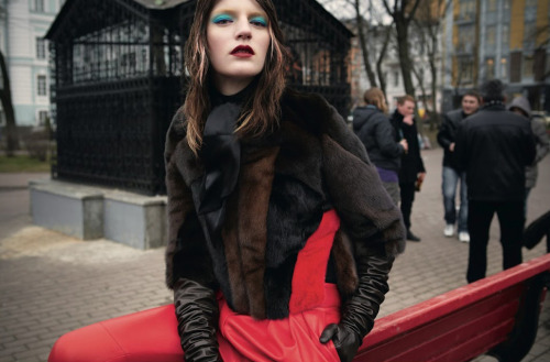 designerleather: Laura Kampman by Yelena Yemchuk for Dazed & Confused - Givenchy