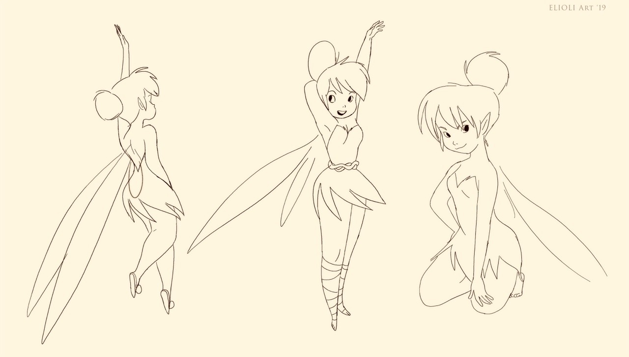 elioli-art:  Lied about more Tinkerbells. Okay, these are the very LAST of the discarded sketches from before that are cleaned up. Finishing a new book, so probably won’t post for a while again. Haha. Maybe more sketches of personal concepts more than