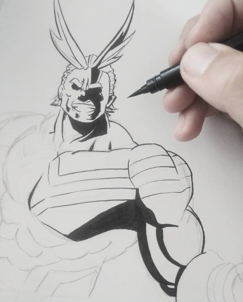 Brush pens are so fun. #Allmight #Wip #oneforall