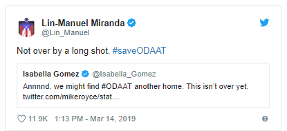 formerlyjannafaye:ODAAT fans, don’t give up yet. LMM is on it! He has a good track record with these