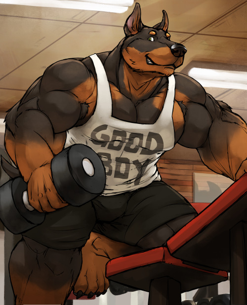Still having them doggo cravings~! Seems like the big Doberman dog here is getting some good workout