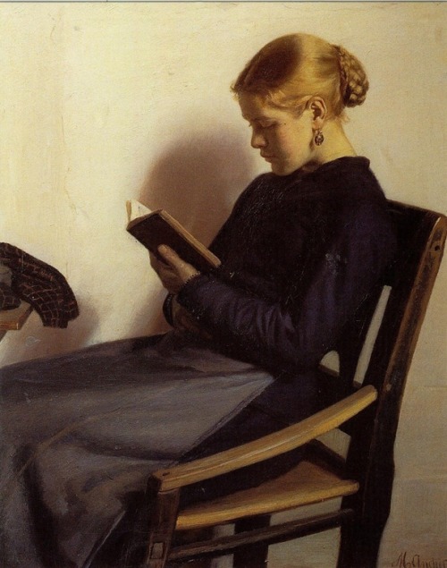 A Young Girl Reading Michael Ancher
