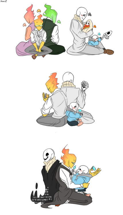 mooncatyao:  [Soul] Grillby & little Sans<First part>(Previous)/(NEXT) [GLS timeline]​  Don’t confused…XD you will know the detail about these from GLS comic in the future.