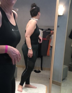 octaviothegreat55:  I love her in exercise clothes, wearing them all day on weekends. They fit her so tightly, she can’t wear panties under then. And they rub her pussy all day, making her crazy horny 😈