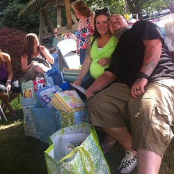 me and the wife at our baby shower for baby