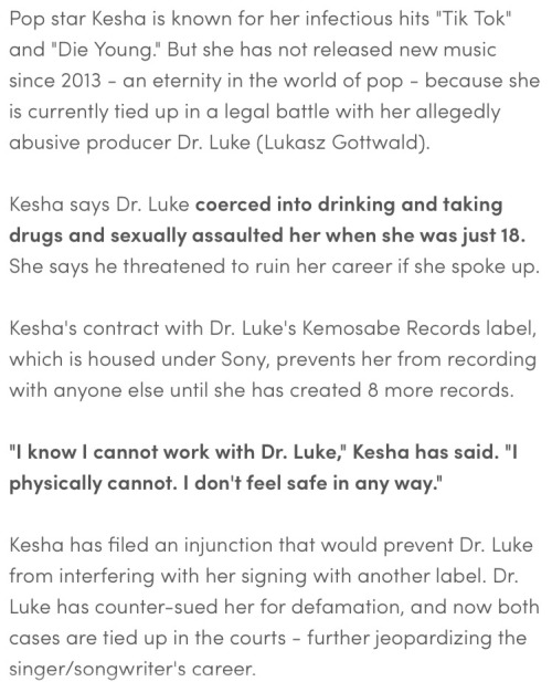 commongayboy: A petition to #FreeKesha from her alleged abuser Dr. Luke and the label Sony Music has