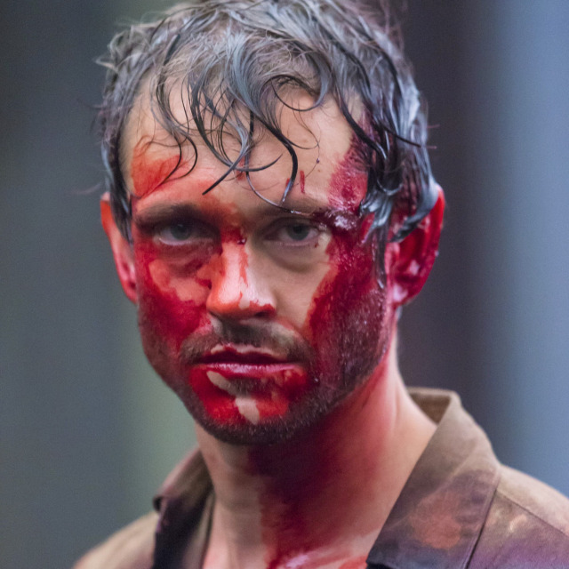 patroclusdefencesquad:blood covered hugh dancy bts of hannibal my beloved ❤️