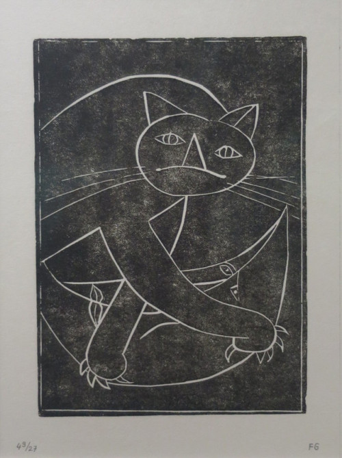 youcannottakeitwithyou:Franz Gertsch (Swiss, *1930). Katze holt Mond vom Himmel [Cat takes the Moon 