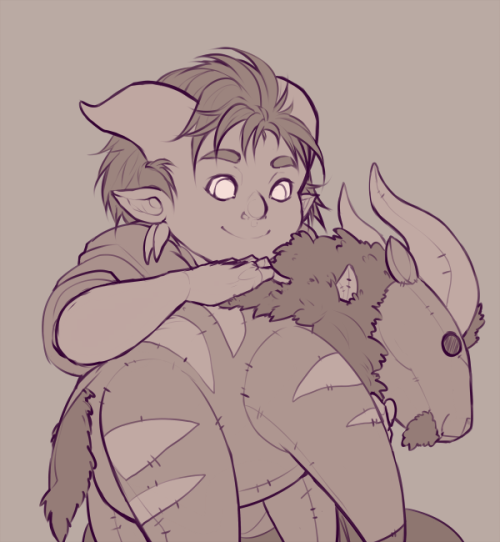 rurukatt: am I late for #smolcraft?here’s a tiny Hel and her talbuk plushie