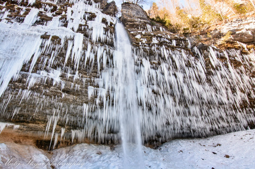 PERICNIK WATERFALL, Slovenia - this impressive 52 meter-high waterfall is still frozen, but spring i