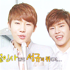 yuu-n:  hoya’s side job; creeping up behind sunggyu 