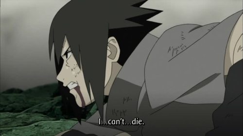 narusasu-prevails:50-shades-of-munakata-reisi:narusasu-prevails:  This scene makes me really mad! I actually cried about this! Sasuke is dying here and all he could think of is his brother’s sacrifices and his own ambition! This is really important!