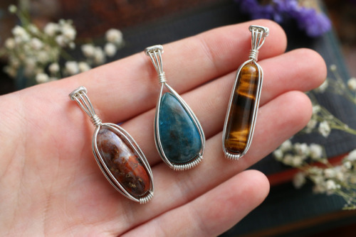 Look what’s available now - lovely handmade wire wrap silver pendants and vintage jewelry piec