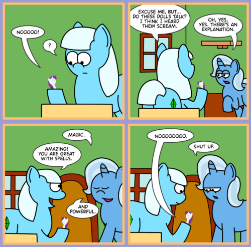 poniesbangbangbang:  PONIES!!! #142 You better believe she has tricks up her sleeve. Proofread by refferee deviantArt FimFiction and Trixie-J-Lulamoon  Translations: Russian: deviantArt - everypony.ru Spanish: Subcultura  xD