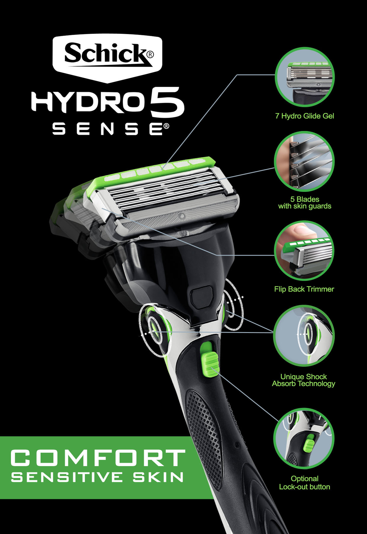 schick hydro 5 razor for men with flip trimmer