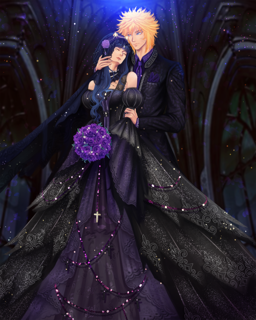 nya-namins: Absolutely MESMERIZING goth!NaruHina wedding commission done by @mkylarts This is my FAV