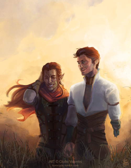 princeofmorley:kurosmind:Finally, sketch commission for @ourinquisitorialness, featuring hers and @s