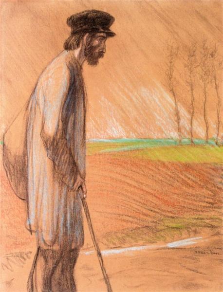 ‘Standing Man’ a pastel drawing by Swiss born French artist Theophile Stienlen
