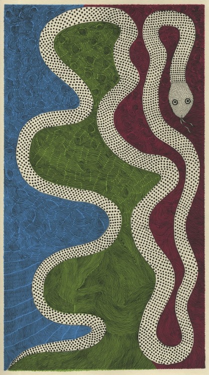 Rambharos Jha (Indian, b. 1978, Mithila, Bihar, India) - Snake Festival from Waterlife (Tara Books, 