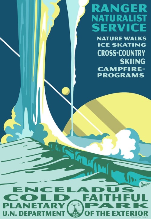 ruckawriter:By Tyler Nordgren, tourist posters for national parks on other planets. Found at Wired