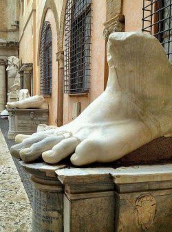 ancientorigins:Surviving pieces of Giant Statue of Emperor Constantine. Rome.