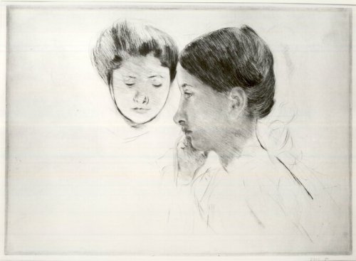 Head in Profile and Smaller Face, Mary Cassatt, ca. 1898, Brooklyn Museum: American ArtSize: Sheet: 