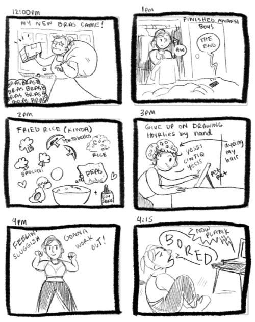 I did hourly comics day this year! The rest of the evening is summed up with me eating an apple with