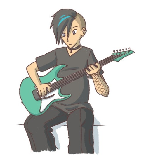 Some more doodles of the new guy! He plays guitar in a band, and looks like the moodiest edgy boy ev